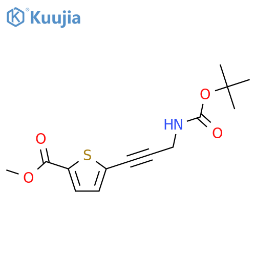 2-Thiophenecarboxylic acid,5-[3-[[(1,1-dimethylethoxy)carbonyl]amino]-1-propynyl]-, methyl ester structure