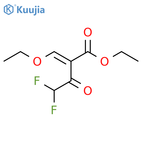 Butanoic acid, 2-(ethoxymethylene)-4,4-difluoro-3-oxo-, ethyl ester, (2E)- structure