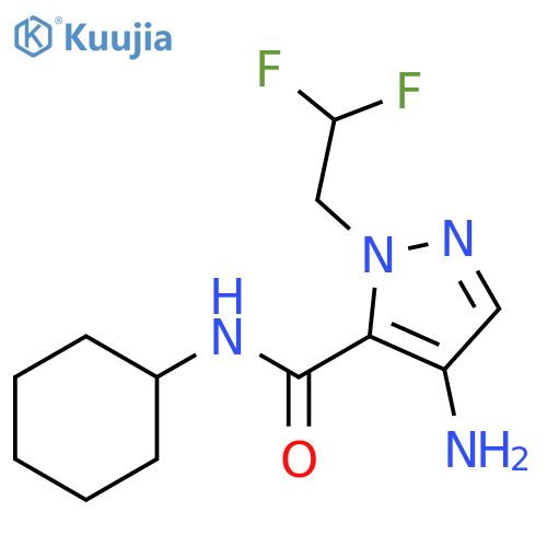 4-amino-N-cyclohexyl-1-(2,2-difluoroethyl)-1H-pyrazole-5-carboxamide structure