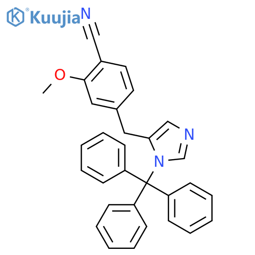 Benzonitrile, 2-methoxy-4-[[1-(triphenylmethyl)-1H-imidazol-5-yl]methyl]- structure