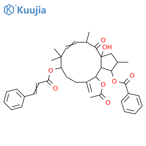 3,5,9,15-Tetrahydroxy-6(17),11-jatrophadien-14-one; (3β,5α,9β,11E,15β)-form, 9-E-Cinnamoyl, 3-benzoyl, 5-Ac structure