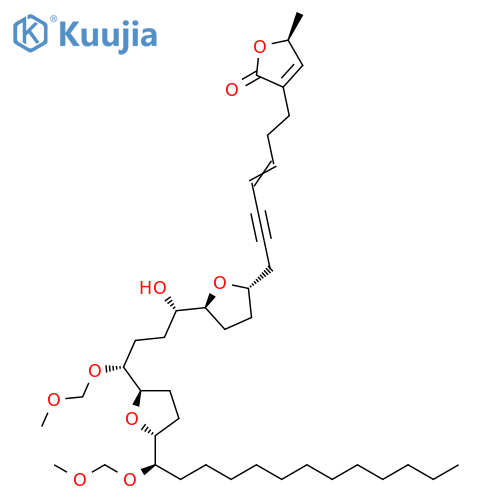 2(5H)-Furanone, 5-methyl-3-[7-[(2S,5S)-tetrahydro-5-[(1S,4R)-1-hydroxy-4-(methoxymethoxy)-4-[(2R,5R)-tetrahydro-5-[(1R)-1-(methoxymethoxy)tridecyl]-2-furanyl]butyl]-2-furanyl]-3-hepten-5-yn-1-yl]-, (5S)- structure