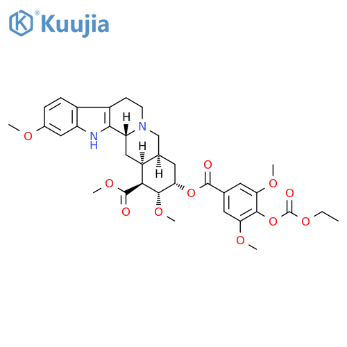 methyl (3beta,16beta,17alpha,18alpha,20alpha)-18-({4-[(ethoxycarbonyl)oxy]-3,5-dimethoxybenzoyl}oxy)-11,17-dimethoxyyohimban-16-carboxylate structure