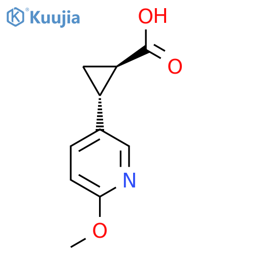 rac-(1R,2R)-2-(6-methoxypyridin-3-yl)cyclopropane-1-carboxylic acid structure