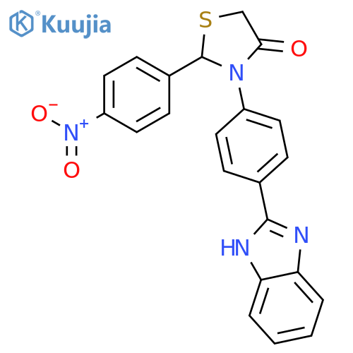 4-Thiazolidinone, 3-[4-(1H-benzimidazol-2-yl)phenyl]-2-(4-nitrophenyl)- structure