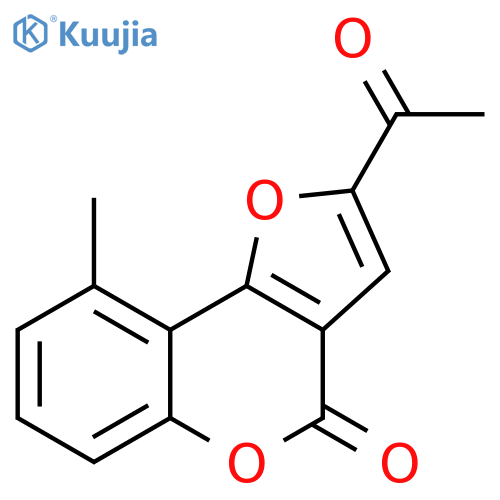 4H-Furo[3,2-c][1]benzopyran-4-one, 2-acetyl-9-methyl- structure