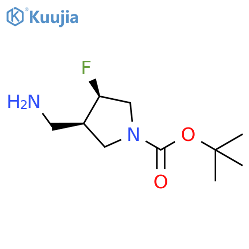 tert-butyl cis-3-(aminomethyl)-4-fluoro-pyrrolidine-1-carboxylate structure