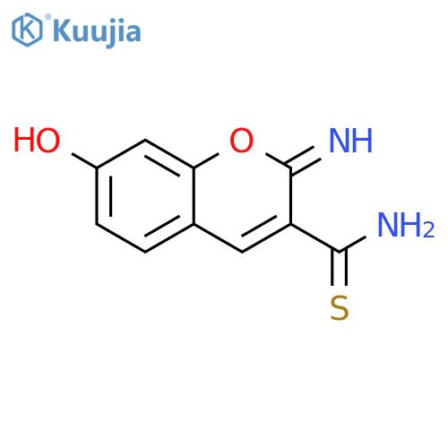 2H-1-Benzopyran-3-carbothioamide, 7-hydroxy-2-imino- structure