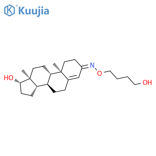 Androst-4-en-3-one, 17-hydroxy-, O-(4-hydroxybutyl)oxime, (3E,17b)- structure