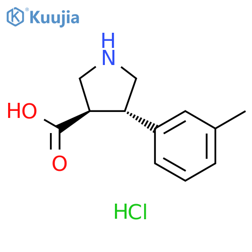 3-Pyrrolidinecarboxylic acid, 4-(3-methylphenyl)-, hydrochloride (1:1), (3R,4S)-rel- structure