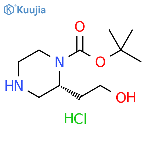 tert-Butyl (R)-2-(2-hydroxyethyl)piperazine-1-carboxylate hydrochloride structure