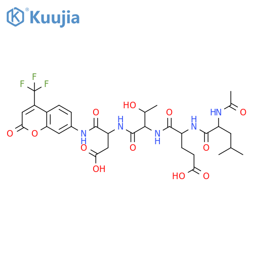 N-Acetyl-L-leucyl-L-α-glutamyl-L-threonyl-N-2-oxo-4-(trifluoromethyl)-2H-1-benzopyran-7-yl-L-α-asparagine structure