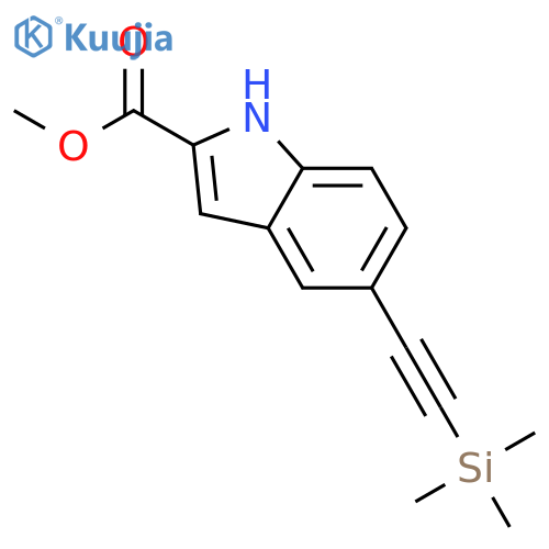 1H-Indole-2-carboxylic acid, 5-[(trimethylsilyl)ethynyl]-, methyl ester structure