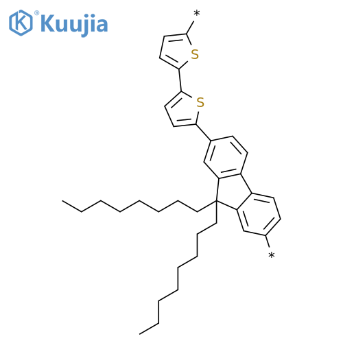 Poly[[2,2'-bithiophene]-5,5'-diyl(9,9-dioctyl-9H-fluorene-2,7-diyl)] structure