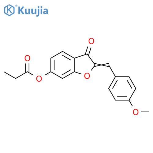 (Z)-2-(4-methoxybenzylidene)-3-oxo-2,3-dihydrobenzofuran-6-yl propionate structure