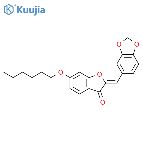 3(2H)-Benzofuranone, 2-(1,3-benzodioxol-5-ylmethylene)-6-(hexyloxy)- structure