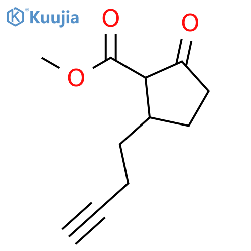 Cyclopentanecarboxylic acid, 2-(3-butynyl)-5-oxo-, methyl ester structure