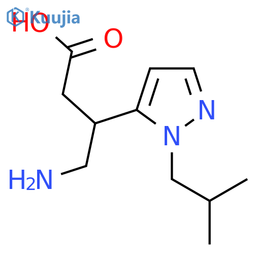 4-amino-3-1-(2-methylpropyl)-1H-pyrazol-5-ylbutanoic acid structure