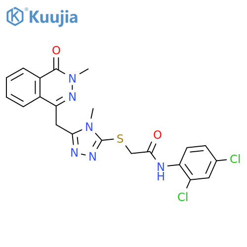 N-(2,4-dichlorophenyl)-2-[[4-methyl-5-[(3-methyl-4-oxophthalazin-1-yl)methyl]-1,2,4-triazol-3-yl]sulfanyl]acetamide structure