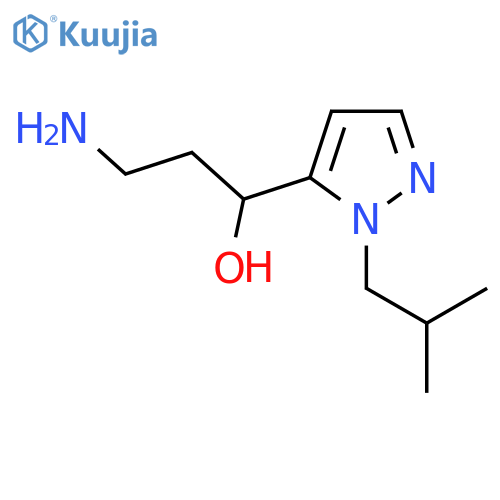 3-amino-1-1-(2-methylpropyl)-1H-pyrazol-5-ylpropan-1-ol structure