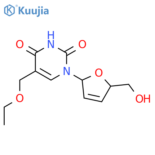 5-(ethoxymethyl)-1-[(2R,5S)-5-(hydroxymethyl)-2,5-dihydrofuran-2-yl]pyrimidine-2,4-dione structure