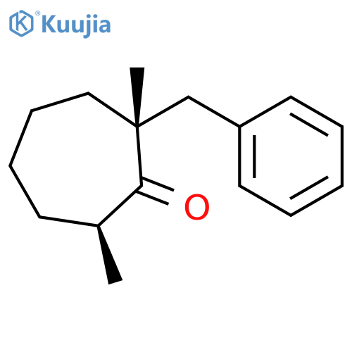 Cycloheptanone, 2,7-dimethyl-2-(phenylmethyl)-, (2R,7S)-rel- structure