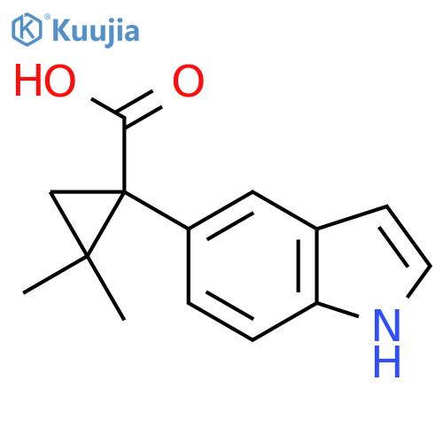1-(1H-indol-5-yl)-2,2-dimethylcyclopropane-1-carboxylic acid structure
