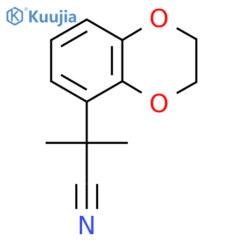 2-(2,3-dihydro-1,4-benzodioxin-5-yl)-2-methylpropanenitrile structure