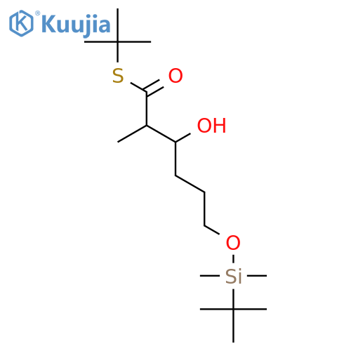 Hexanethioic acid, 6-[[(1,1-dimethylethyl)dimethylsilyl]oxy]-3-hydroxy-2-methyl-, S-(1,1-dimethylethyl) ester, (2R,3R)-rel- structure