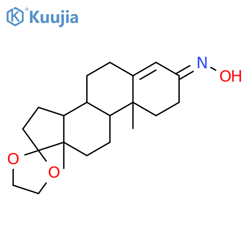 (3E)-10,13-dimethyl-1,6,7,8,9,10,11,12,13,14,15,16-dodecahydrospiro[cyclopenta[a]phenanthrene-17,2'-[1,3]dioxolan]-3(2H)-one oxime structure