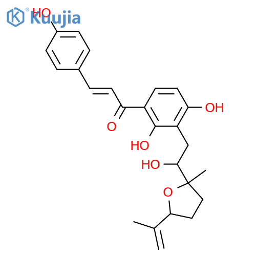 3'-[2-Hydroxy-2-(tetrahydro-2-methyl-5-(1-methylethenyl)-2-furanyl)ethyl]-2',4,4'-trihydroxychalcone; (2''RS,3''SR,6''SR)-(E)-form structure