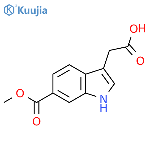 2-6-(methoxycarbonyl)-1H-indol-3-ylacetic acid structure
