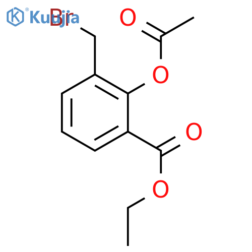 Benzoic acid, 2-(acetyloxy)-3-(bromomethyl)-, ethyl ester structure