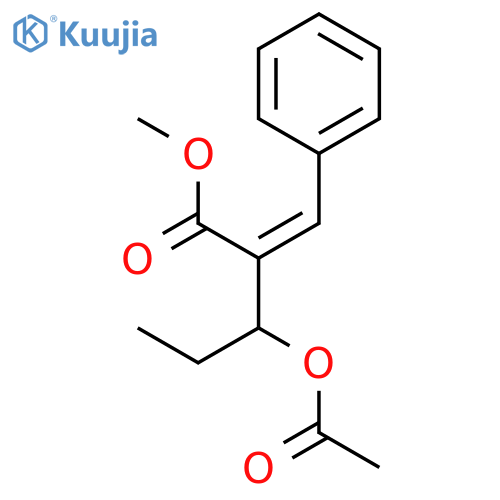 Pentanoic acid, 3-(acetyloxy)-2-(phenylmethylene)-, methyl ester, (2E)- structure
