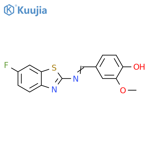 Phenol, 4-[[(6-fluoro-2-benzothiazolyl)imino]methyl]-2-methoxy- structure