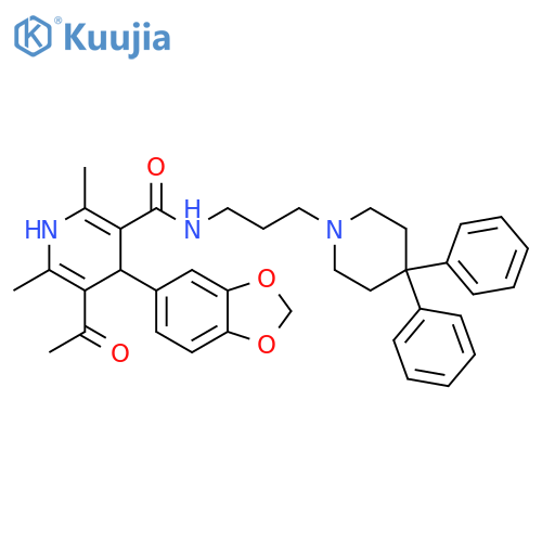 3-Pyridinecarboxamide,5-acetyl-4-(1,3-benzodioxol-5-yl)-N-[3-(4,4-diphenyl-1-piperidinyl)propyl]-1,4-dihydro-2,6-dimethyl- structure