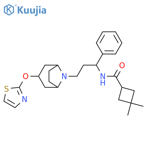 3,3-dimethyl-N-{1-phenyl-3-3-(1,3-thiazol-2-yloxy)-8-azabicyclo3.2.1octan-8-ylpropyl}cyclobutane-1-carboxamide structure