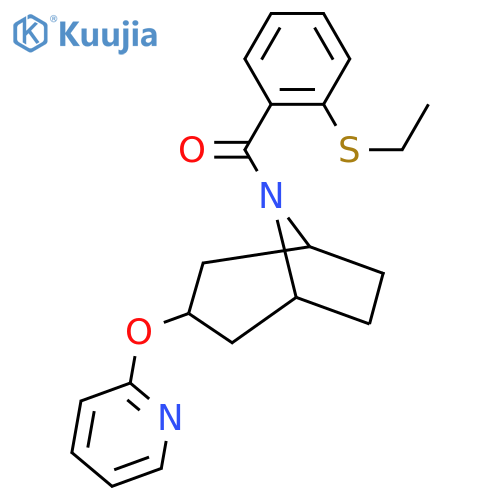 8-2-(ethylsulfanyl)benzoyl-3-(pyridin-2-yloxy)-8-azabicyclo3.2.1octane structure