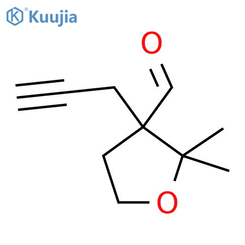 2,2-dimethyl-3-(prop-2-yn-1-yl)oxolane-3-carbaldehyde structure