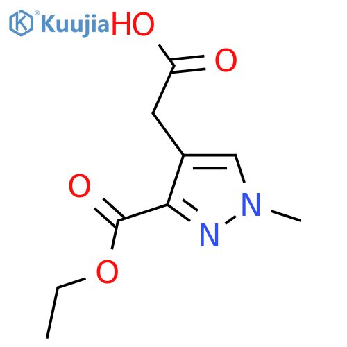 2-3-(ethoxycarbonyl)-1-methyl-1H-pyrazol-4-ylacetic acid structure