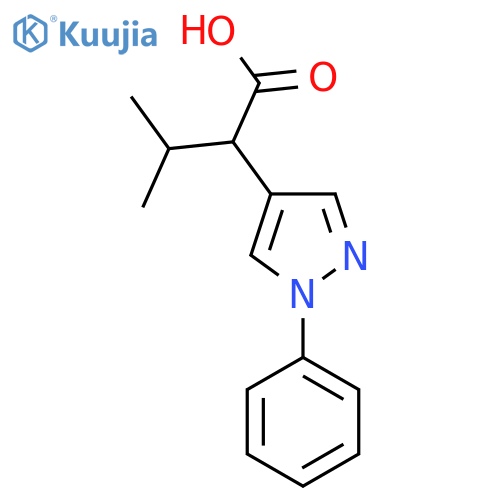 3-methyl-2-(1-phenyl-1H-pyrazol-4-yl)butanoic acid structure