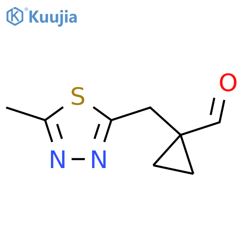 1-(5-methyl-1,3,4-thiadiazol-2-yl)methylcyclopropane-1-carbaldehyde structure