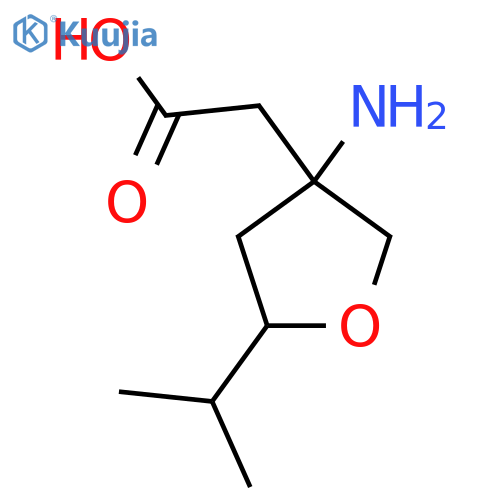 2-3-amino-5-(propan-2-yl)oxolan-3-ylacetic acid structure