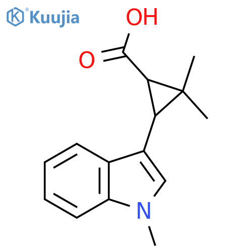 2,2-dimethyl-3-(1-methyl-1H-indol-3-yl)cyclopropane-1-carboxylic acid structure