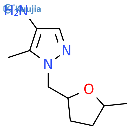5-methyl-1-(5-methyloxolan-2-yl)methyl-1H-pyrazol-4-amine structure