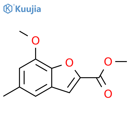 2-Benzofurancarboxylic acid, 7-methoxy-5-methyl-, methyl ester structure