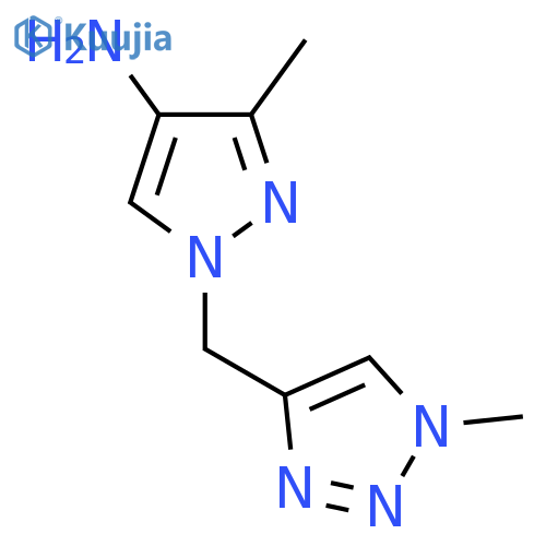 3-methyl-1-(1-methyl-1H-1,2,3-triazol-4-yl)methyl-1H-pyrazol-4-amine structure