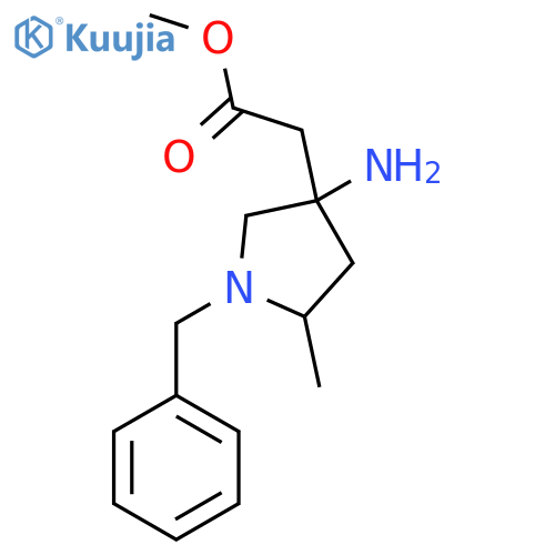 methyl 2-(3-amino-1-benzyl-5-methylpyrrolidin-3-yl)acetate structure