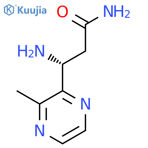 (3R)-3-amino-3-(3-methylpyrazin-2-yl)propanamide structure