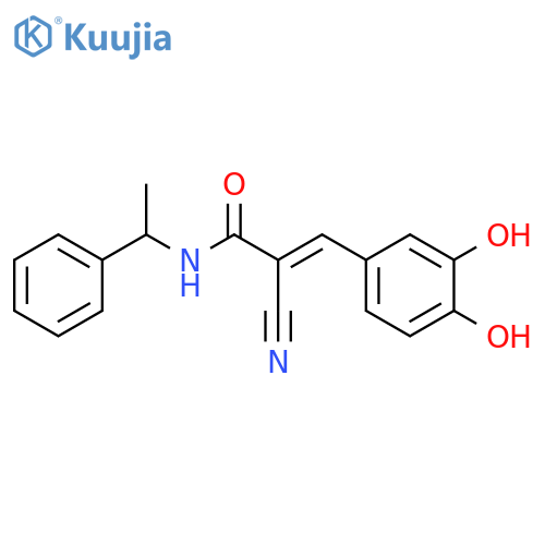 2-Propenamide, 2-cyano-3-(3,4-dihydroxyphenyl)-N-(1-phenylethyl)-, (2E)- structure